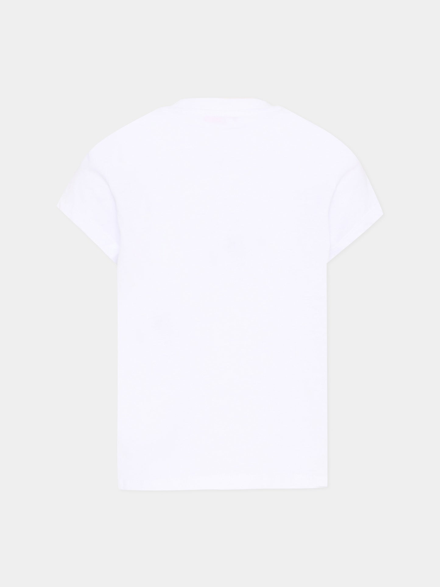 T-shirt bianca per bambina con tasca vichy,Pesciolino Rosso,TSF NEW PATCH S 186