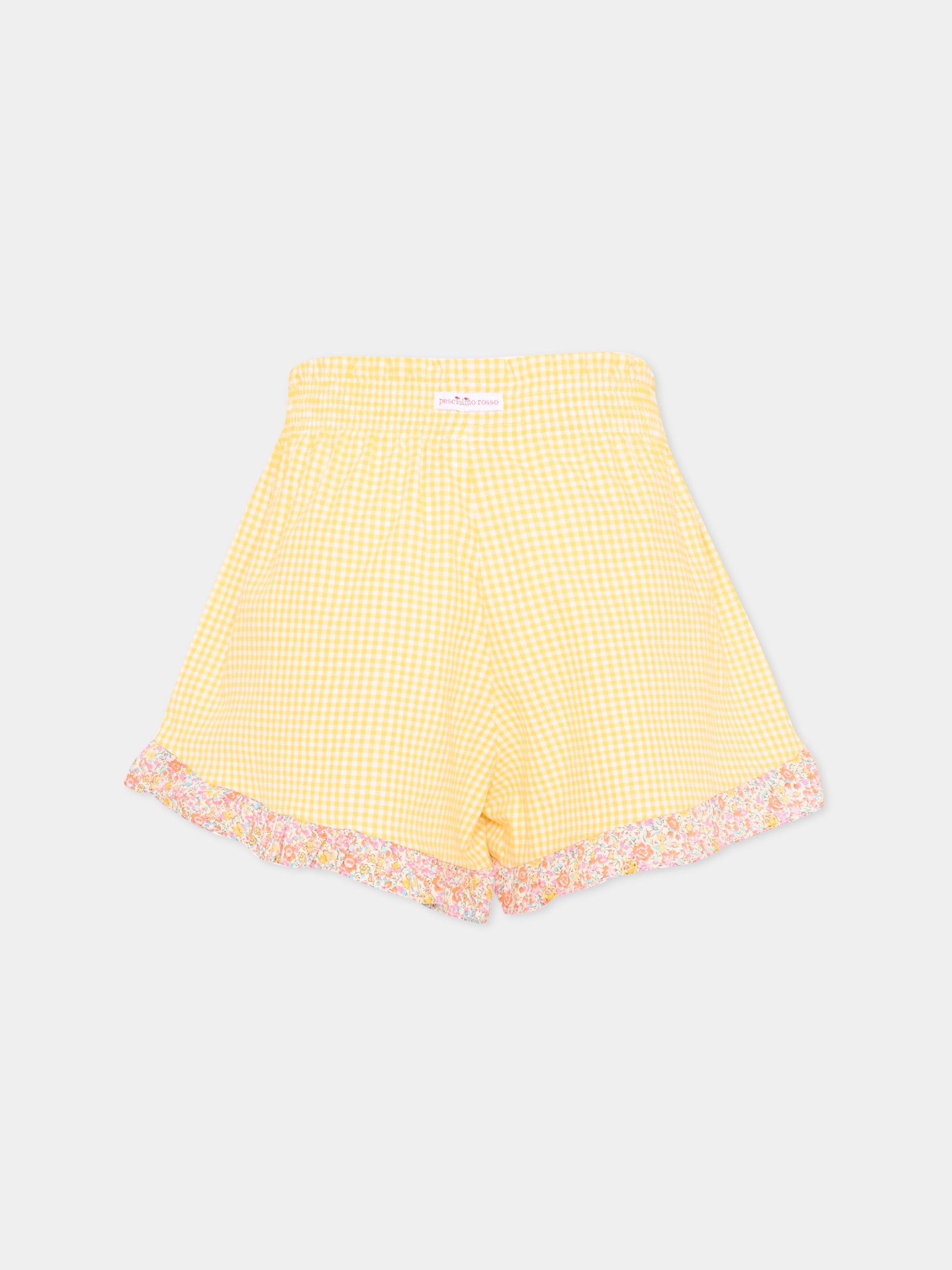 Shorts giallo vichy per bambina,Pesciolino Rosso,SHO07 PATCH S 186