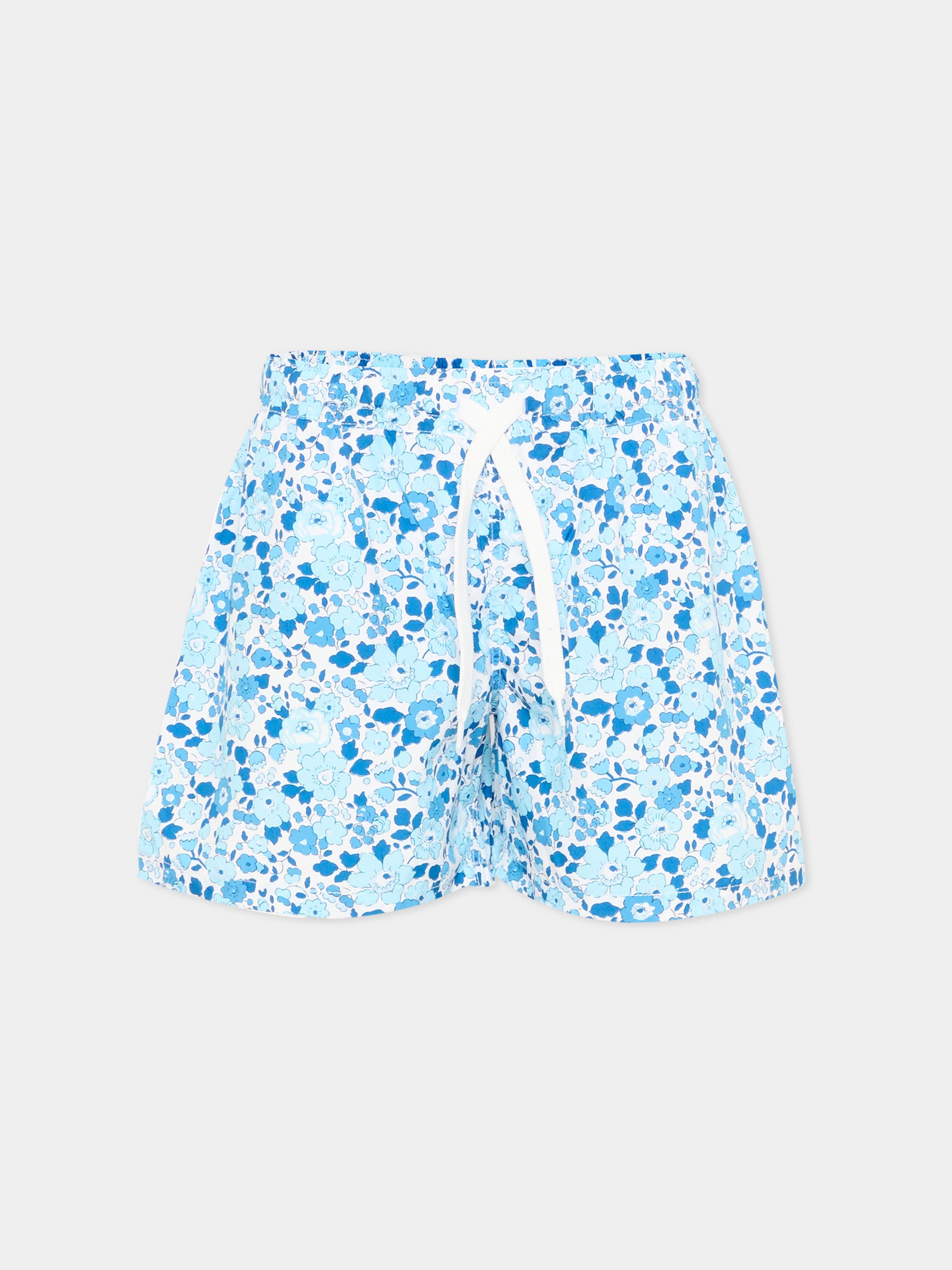 Boxer mare azzurro per bambino floreale,Pesciolino Rosso,M3 S 177