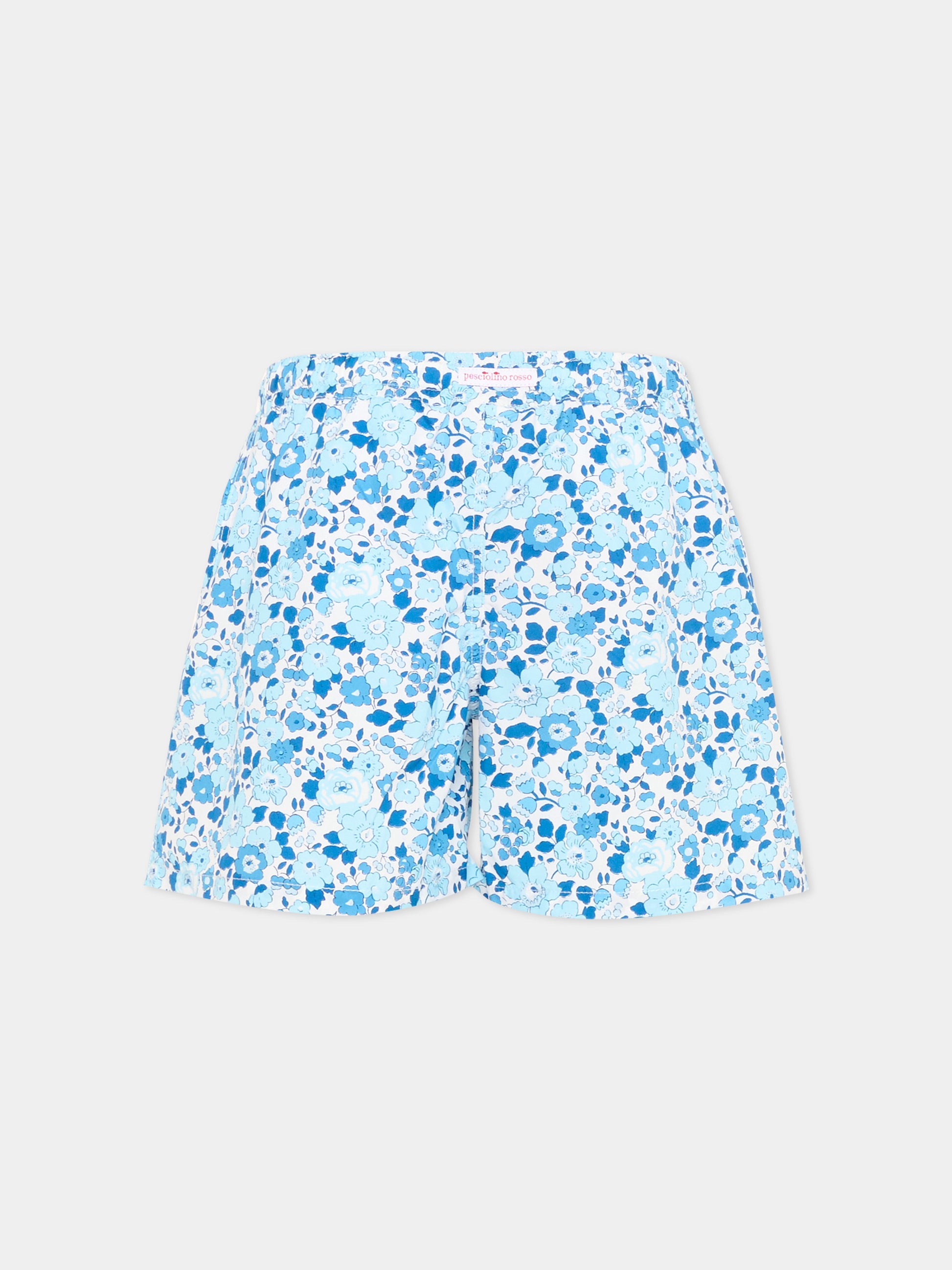 Boxer mare azzurro per bambino floreale,Pesciolino Rosso,M3 S 177