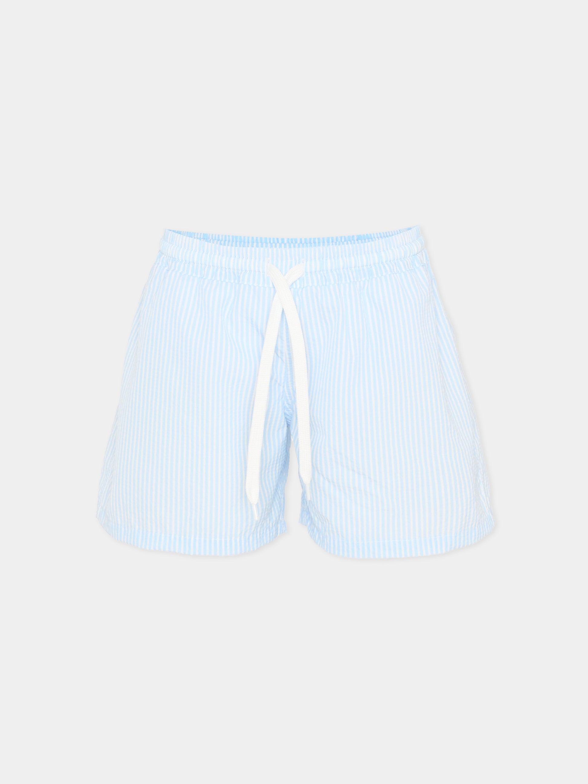 Boxer mare azzurro per bambino a righe,Pesciolino Rosso,M8 RIGA AZZURRA