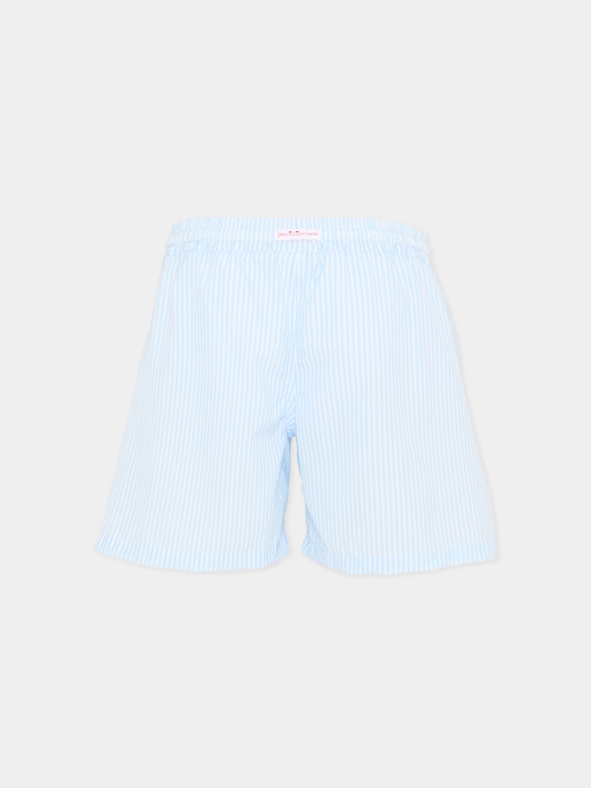 Boxer mare azzurro per bambino a righe,Pesciolino Rosso,M8 RIGA AZZURRA