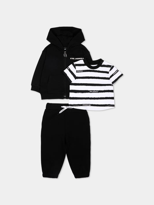 Completo sportivo nero per neonato con logo,Karl Lagerfeld Kids,Z31073 09B