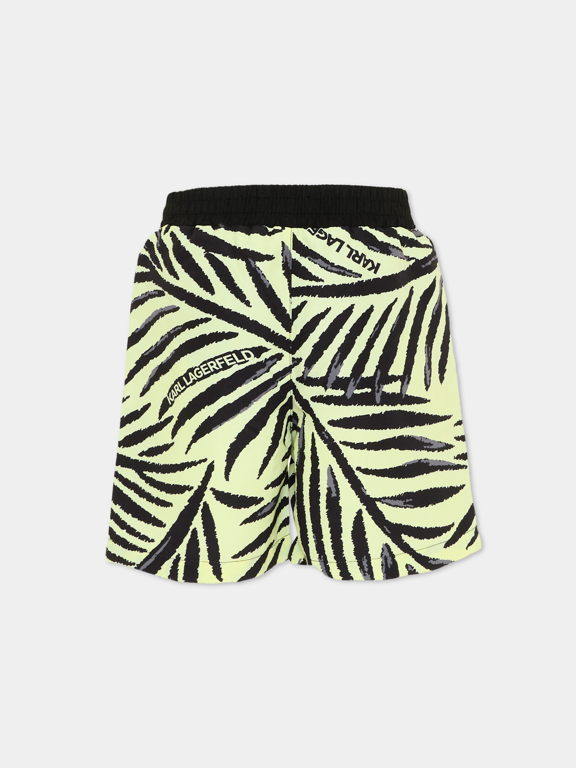 Boxer mare giallo per bambino con stampa foglie,Karl Lagerfeld Kids,Z31078 556