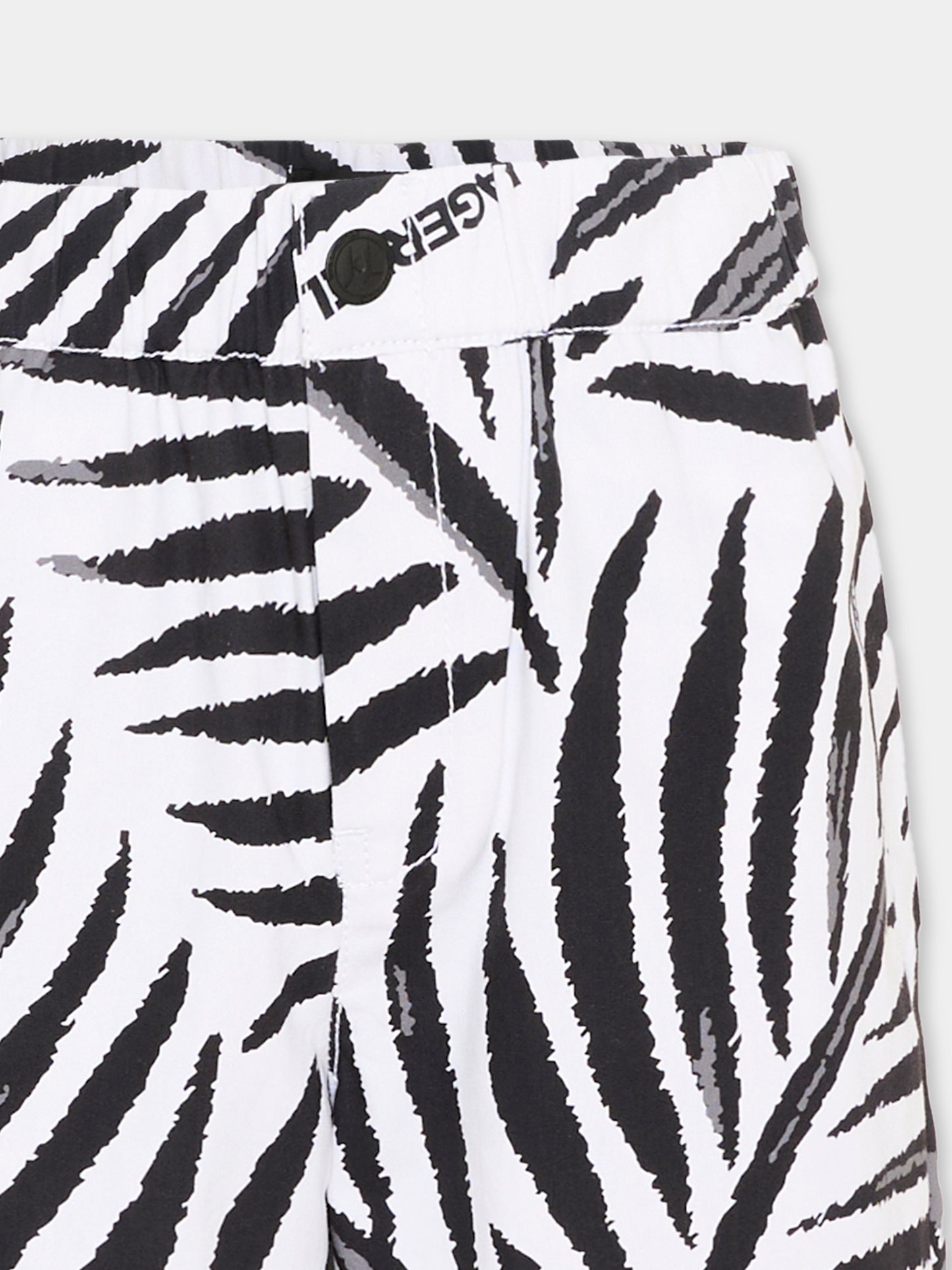 Shorts bianco per bambino con stampa foglie,Karl Lagerfeld Kids,Z31085 N50