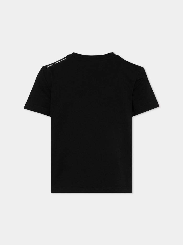 T-Shirt nera per bambino con Ikonik Karl,Karl Lagerfeld Kids,Z31096 09B
