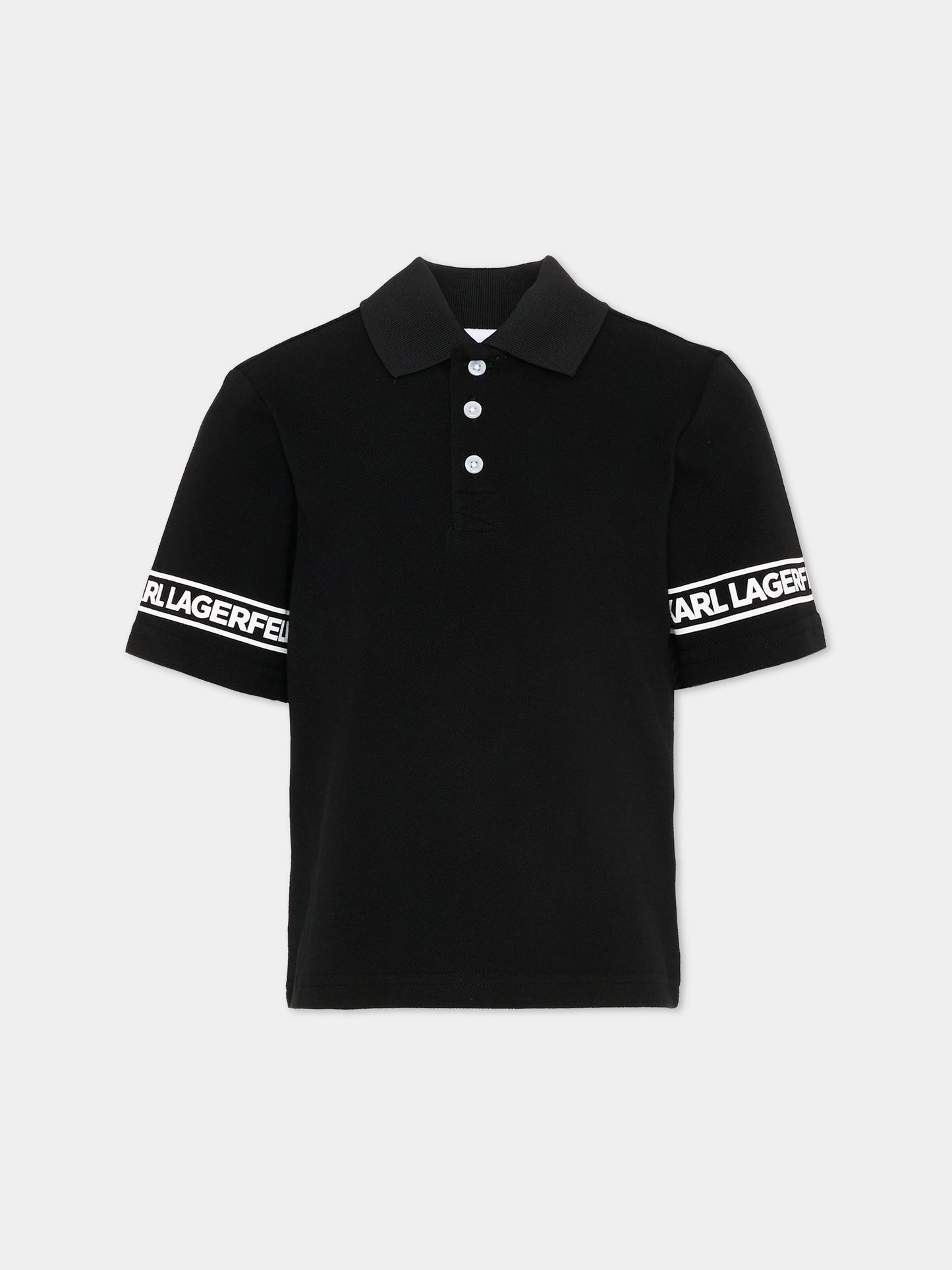 Polo nera per bambino con logo,Karl Lagerfeld Kids,Z31099 09B