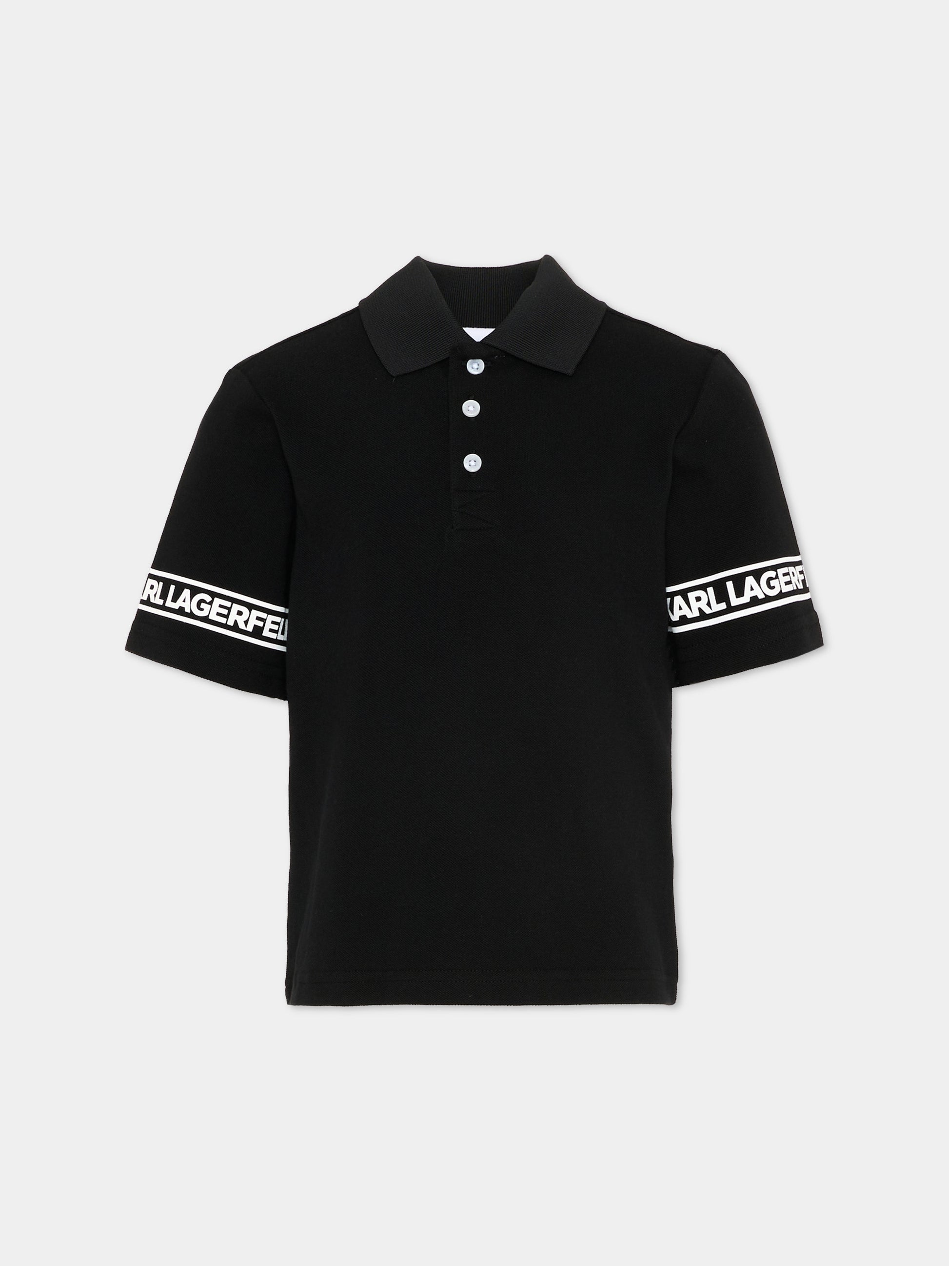 Polo nera per bambino con logo,Karl Lagerfeld Kids,Z31099 09B