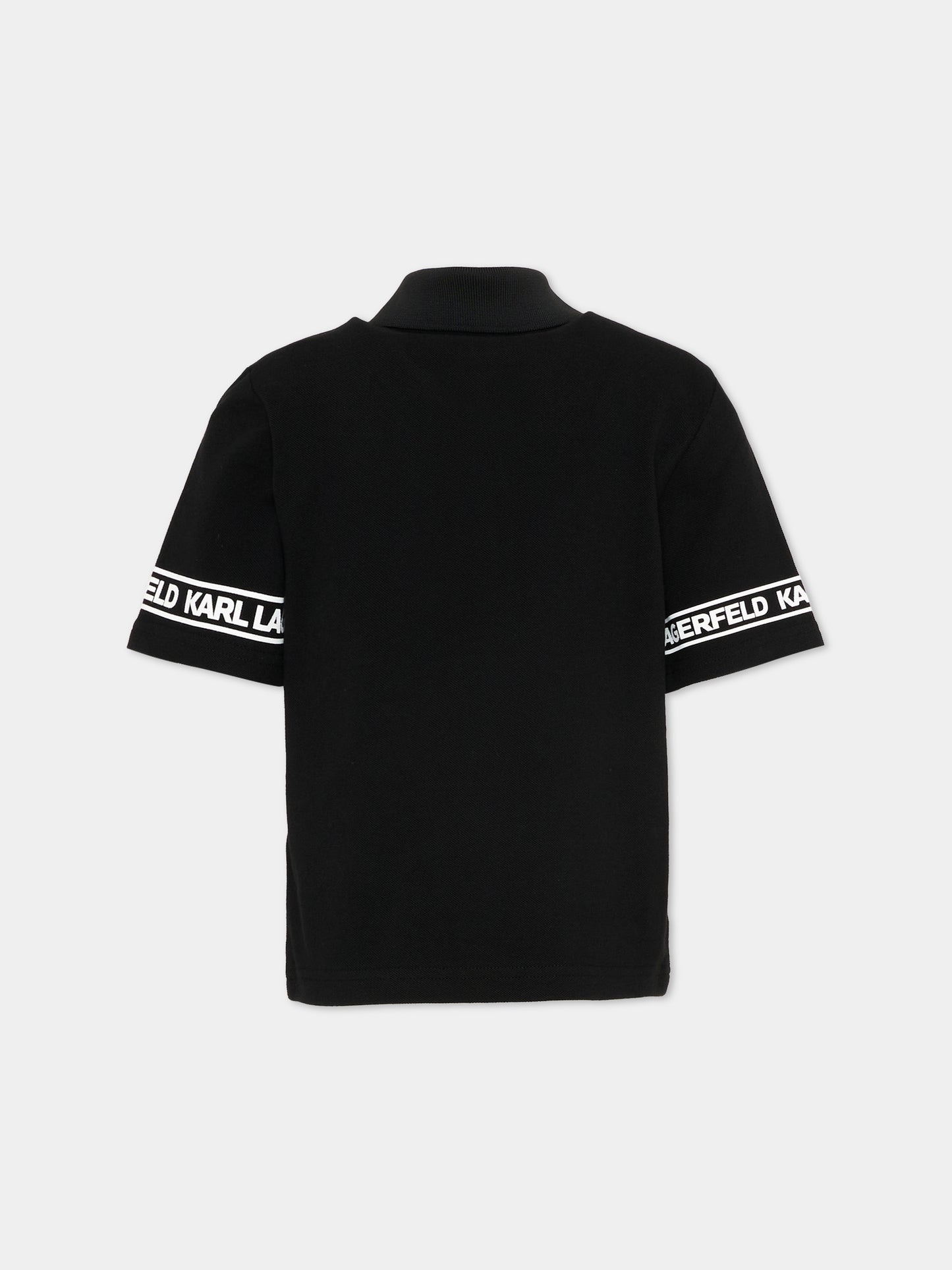 Polo nera per bambino con logo,Karl Lagerfeld Kids,Z31099 09B