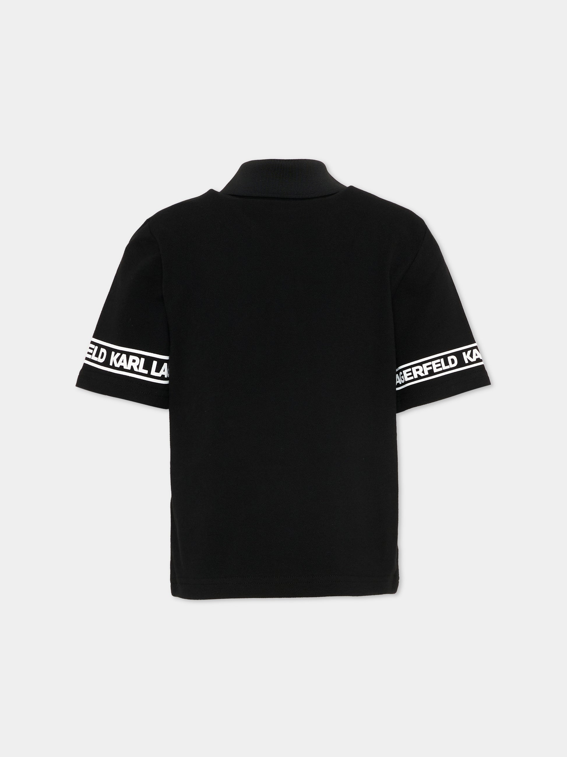 Polo nera per bambino con logo,Karl Lagerfeld Kids,Z31099 09B
