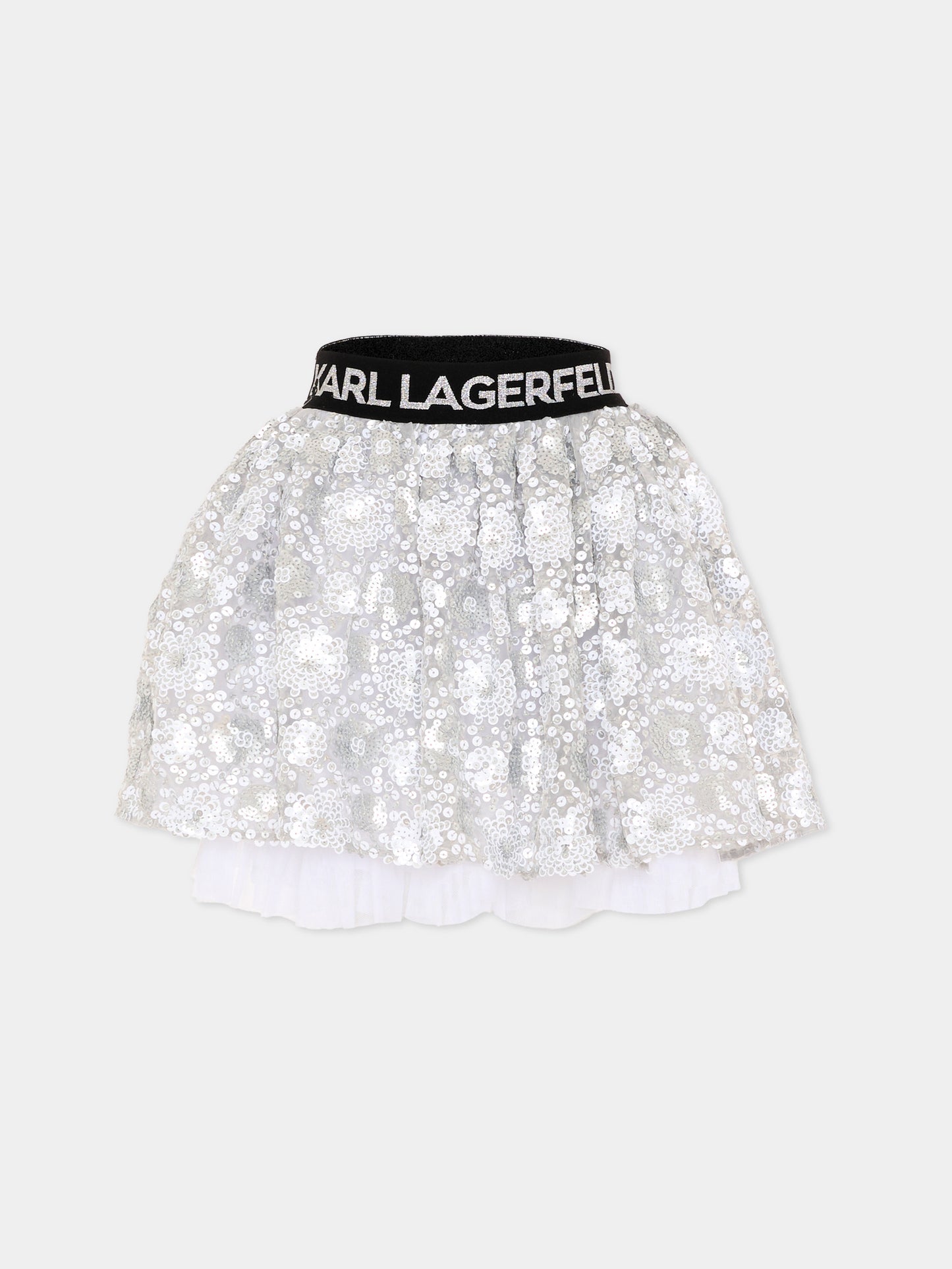 Gonna argento per bambina con paillettes,Karl Lagerfeld Kids,Z31118 016