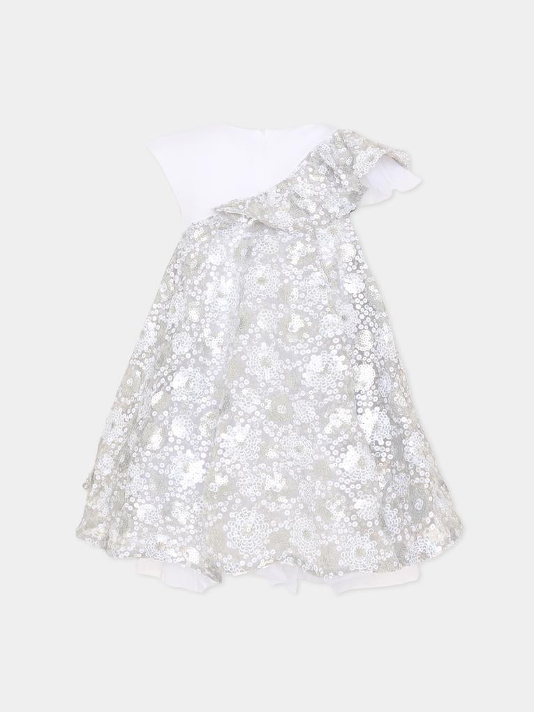 Abito argento per bambina con paillettes,Karl Lagerfeld Kids,Z31139 M31