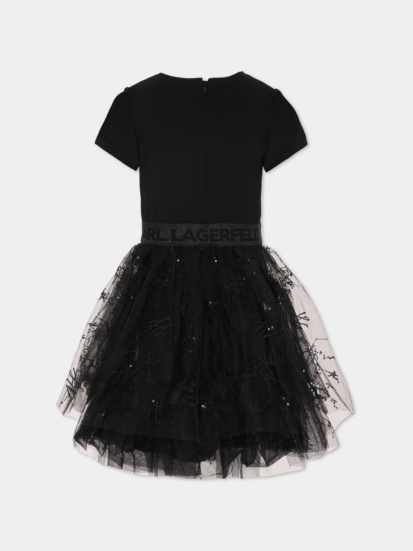 Vestito nero per bambina con logo,Karl Lagerfeld Kids,Z31142 09B