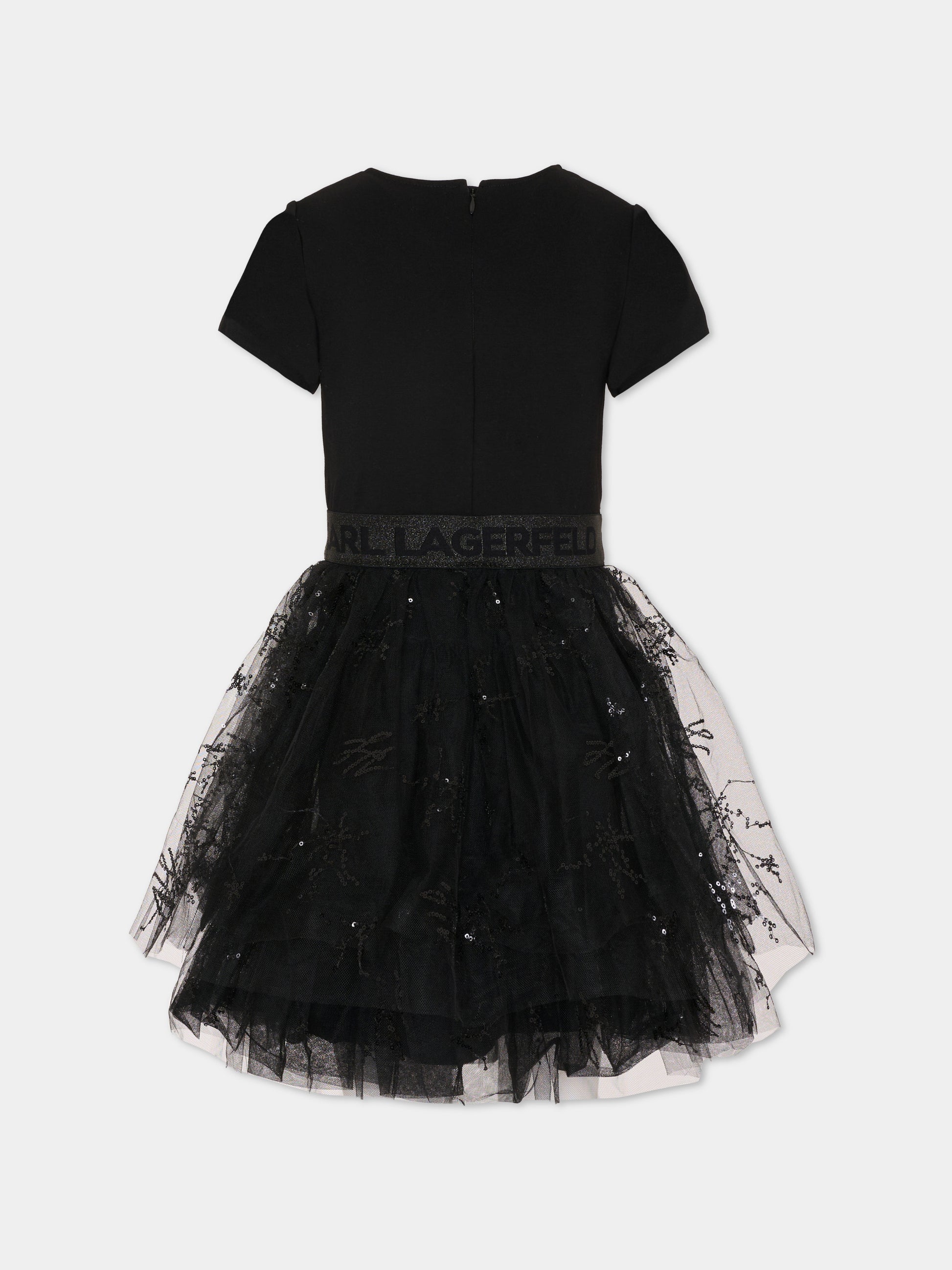 Vestito nero per bambina con logo,Karl Lagerfeld Kids,Z31142 09B