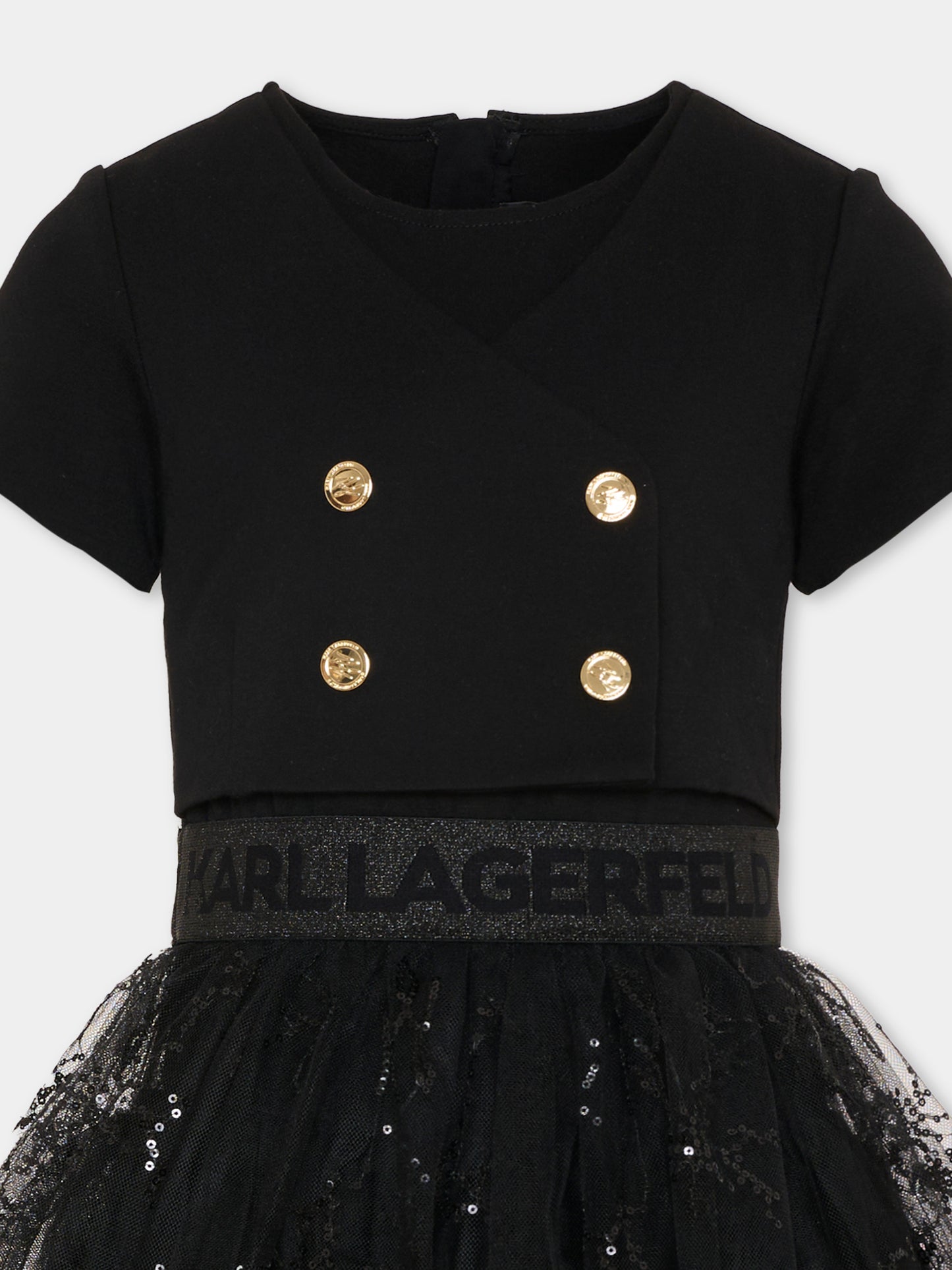 Vestito nero per bambina con logo,Karl Lagerfeld Kids,Z31142 09B