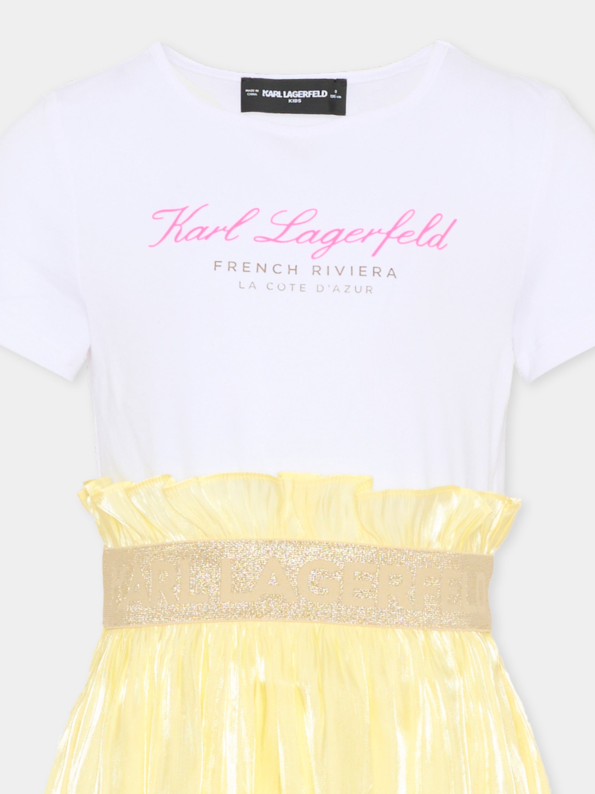 Vestito giallo per bambina con logo,Karl Lagerfeld Kids,Z31146 T01