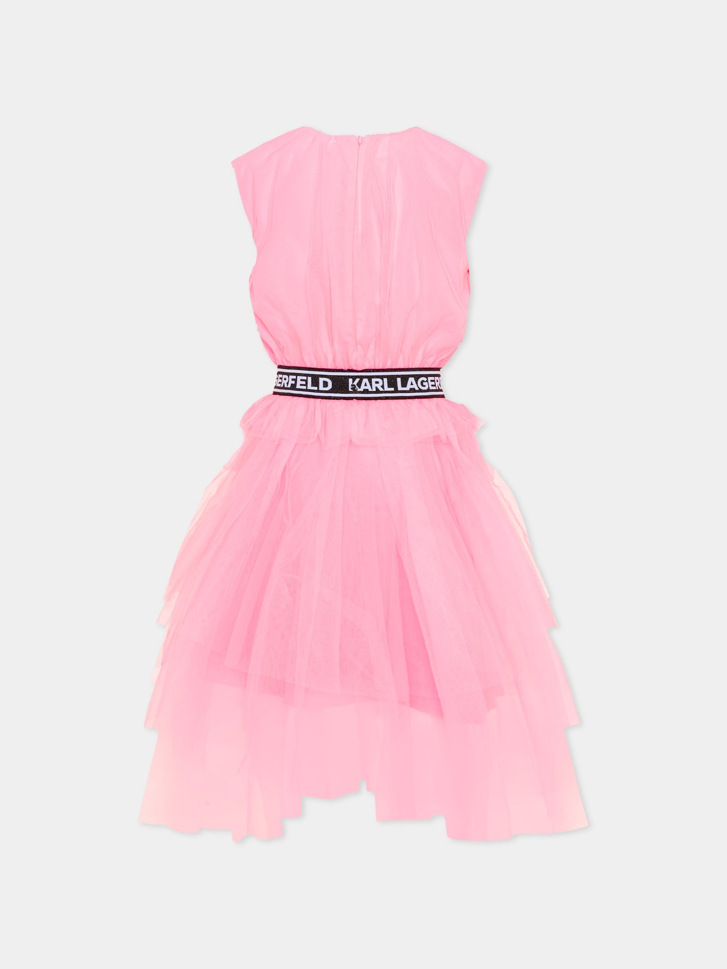 Vestito elegante rosa per bambina con logo,Karl Lagerfeld Kids,Z31147 462