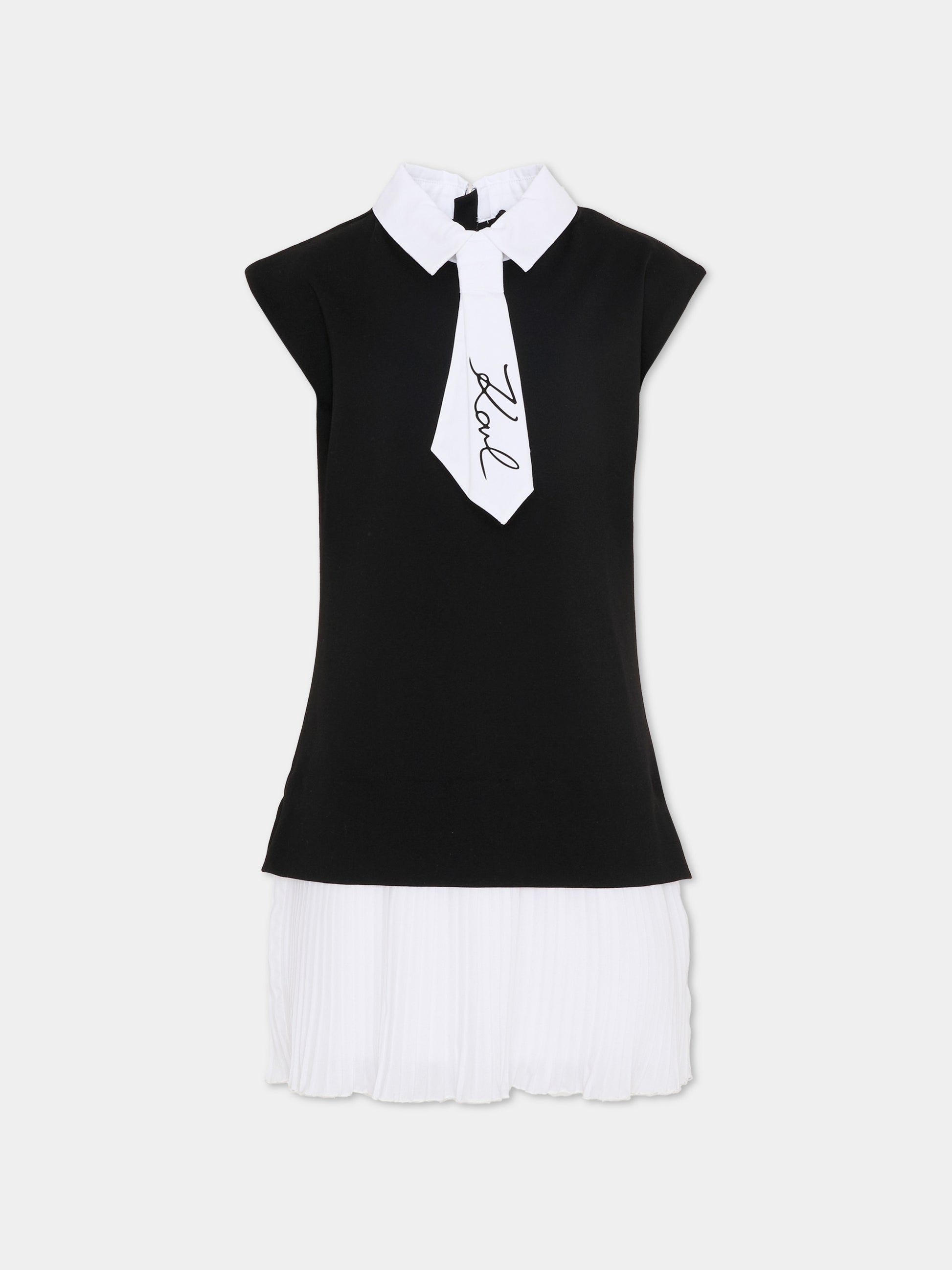 Vestito nero per bambina con logo,Karl Lagerfeld Kids,Z31151 M41