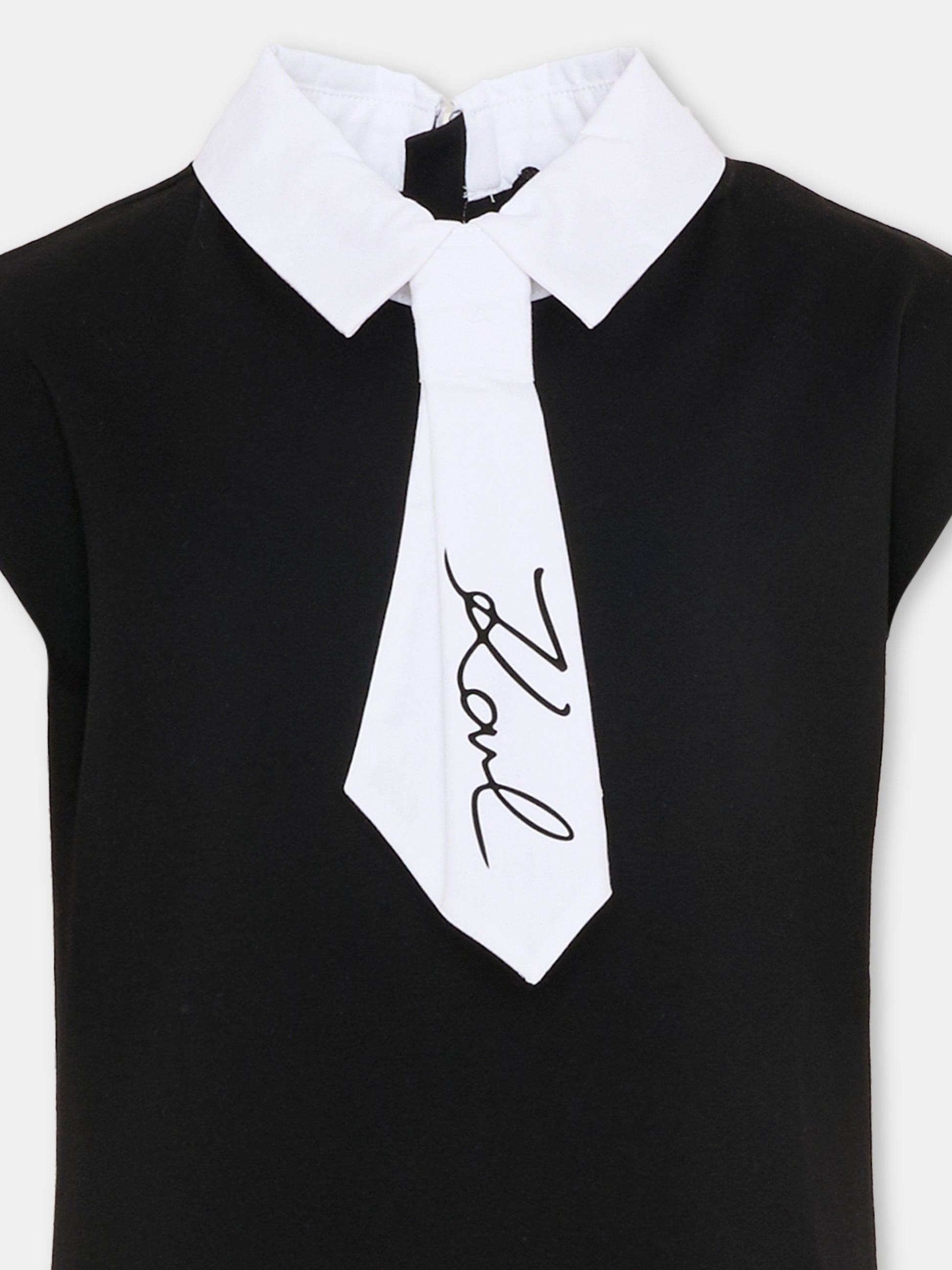 Vestito nero per bambina con logo,Karl Lagerfeld Kids,Z31151 M41
