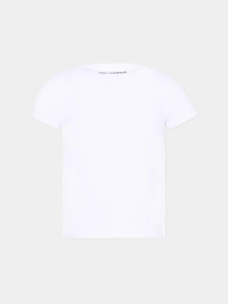 T-shirt bianca per bambina con Karl & Choupette,Karl Lagerfeld Kids,Z31157 10P