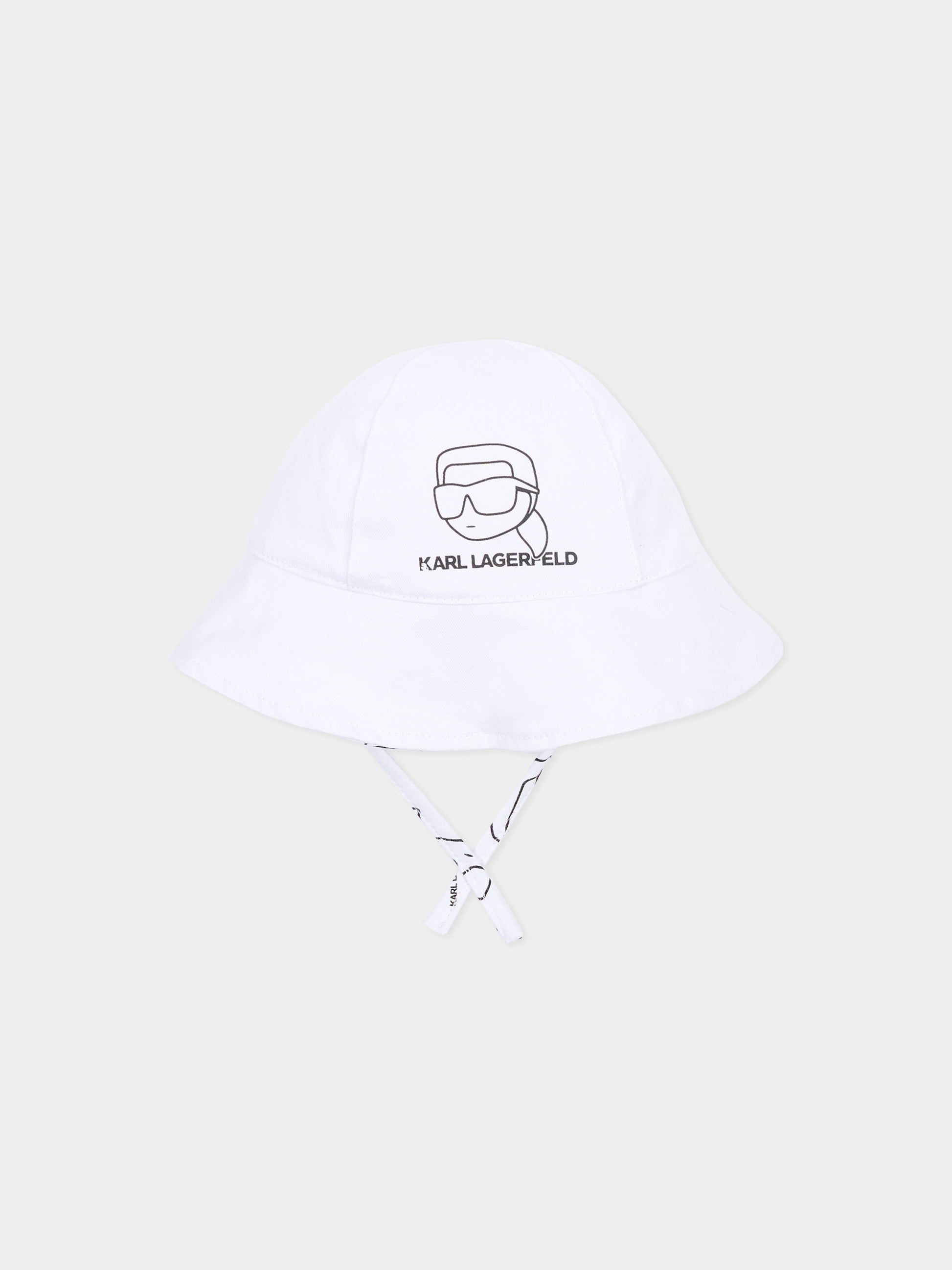 Cloche reversibile bianca per neonato con Karl Lagerfeld,Karl Lagerfeld Kids,Z31188 10P