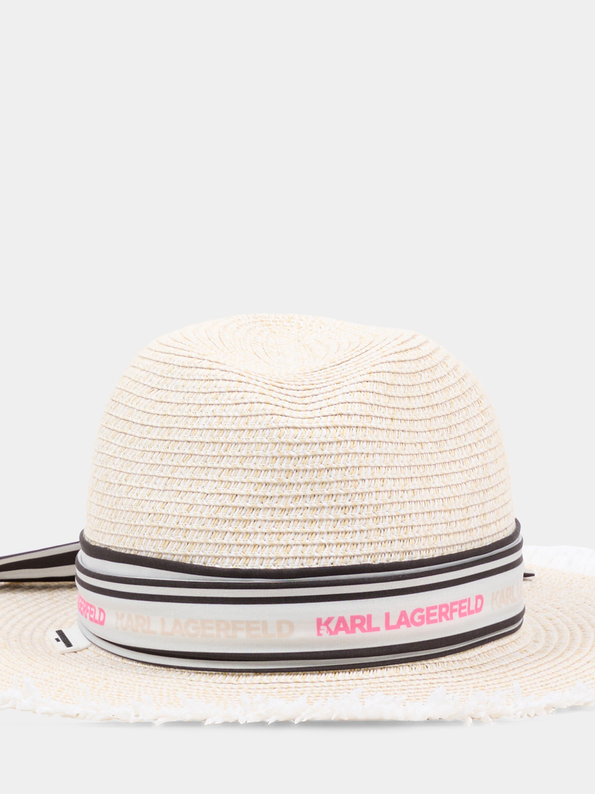 Cappello di paglia beige per bambina logo,Karl Lagerfeld Kids,Z31199 Z40