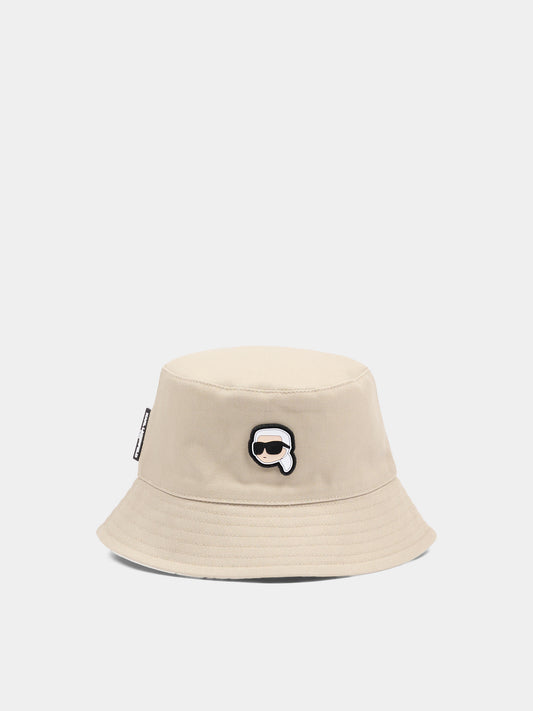 Cloche beige per neonato con patch Karl,Karl Lagerfeld Kids,Z31206 211