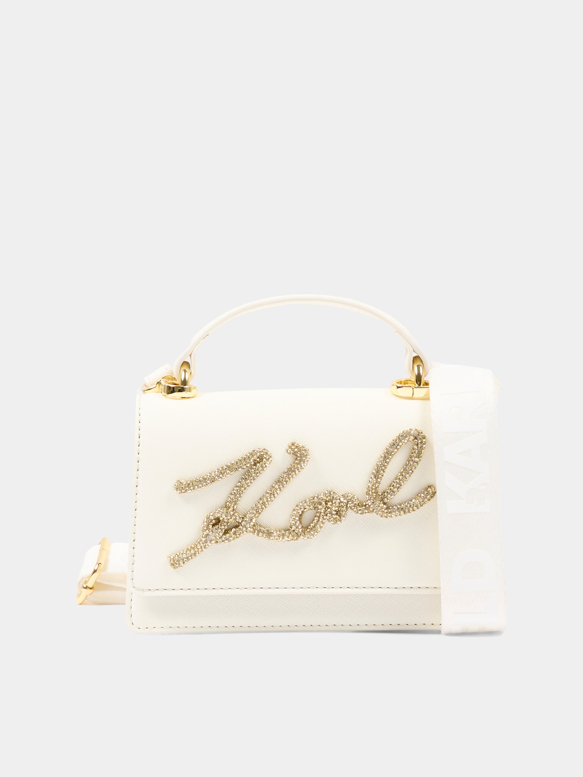 Borsa casual avorio per bambina con logo,Karl Lagerfeld Kids,Z31212 195