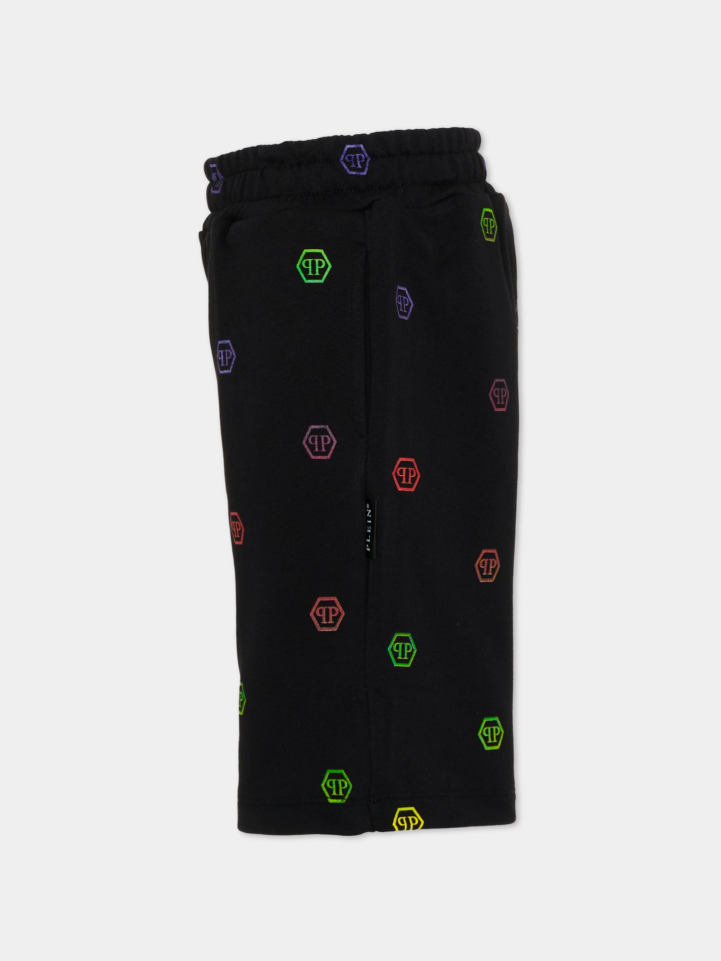 Shorts sportivi neri per bambino logati,Philipp Plein Junior,S6PHJBBE010 110