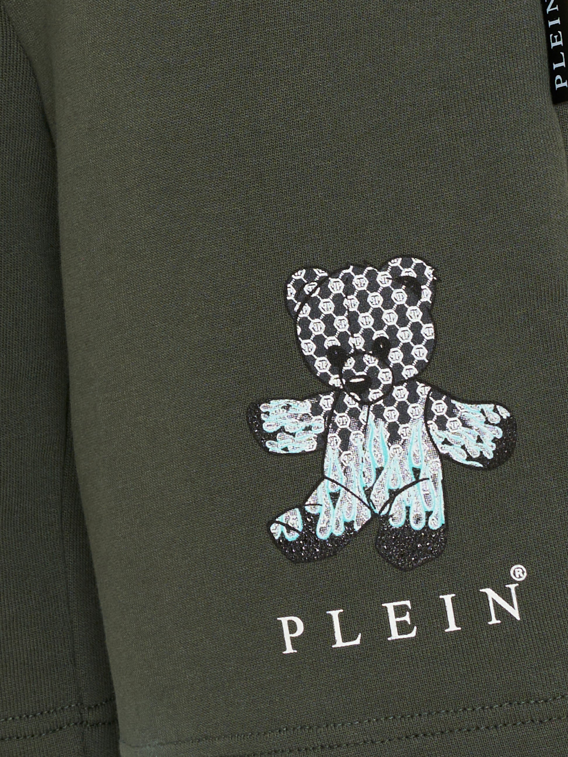 Shorts verdi per bambino con orsetto,Philipp Plein Junior,S6PHJBBE066 082