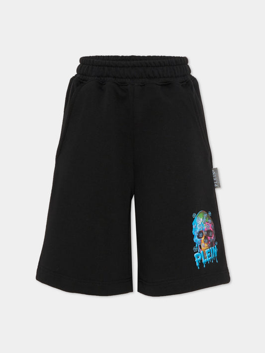 Shorts neri per bambino con teschio,Philipp Plein Junior,S6PHJBBE247 110