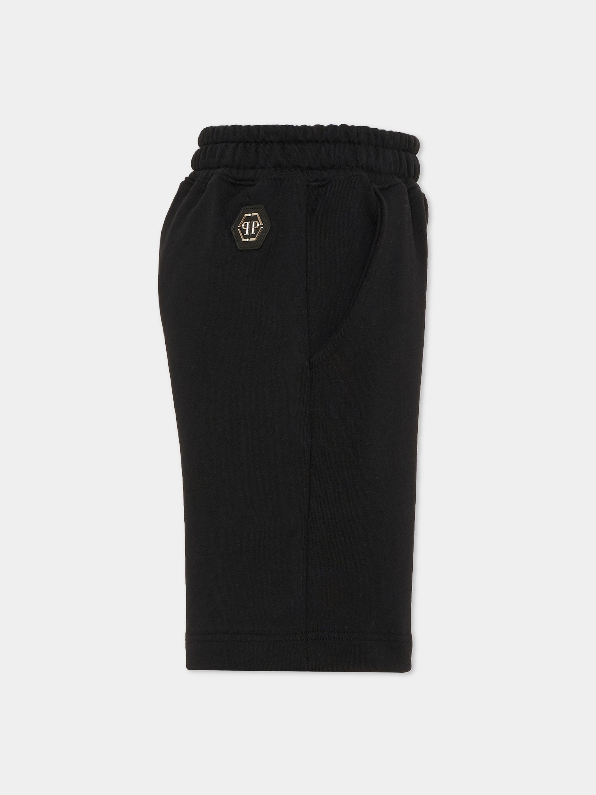 Shorts neri per bambino con teschio,Philipp Plein Junior,S6PHJBBE247 110