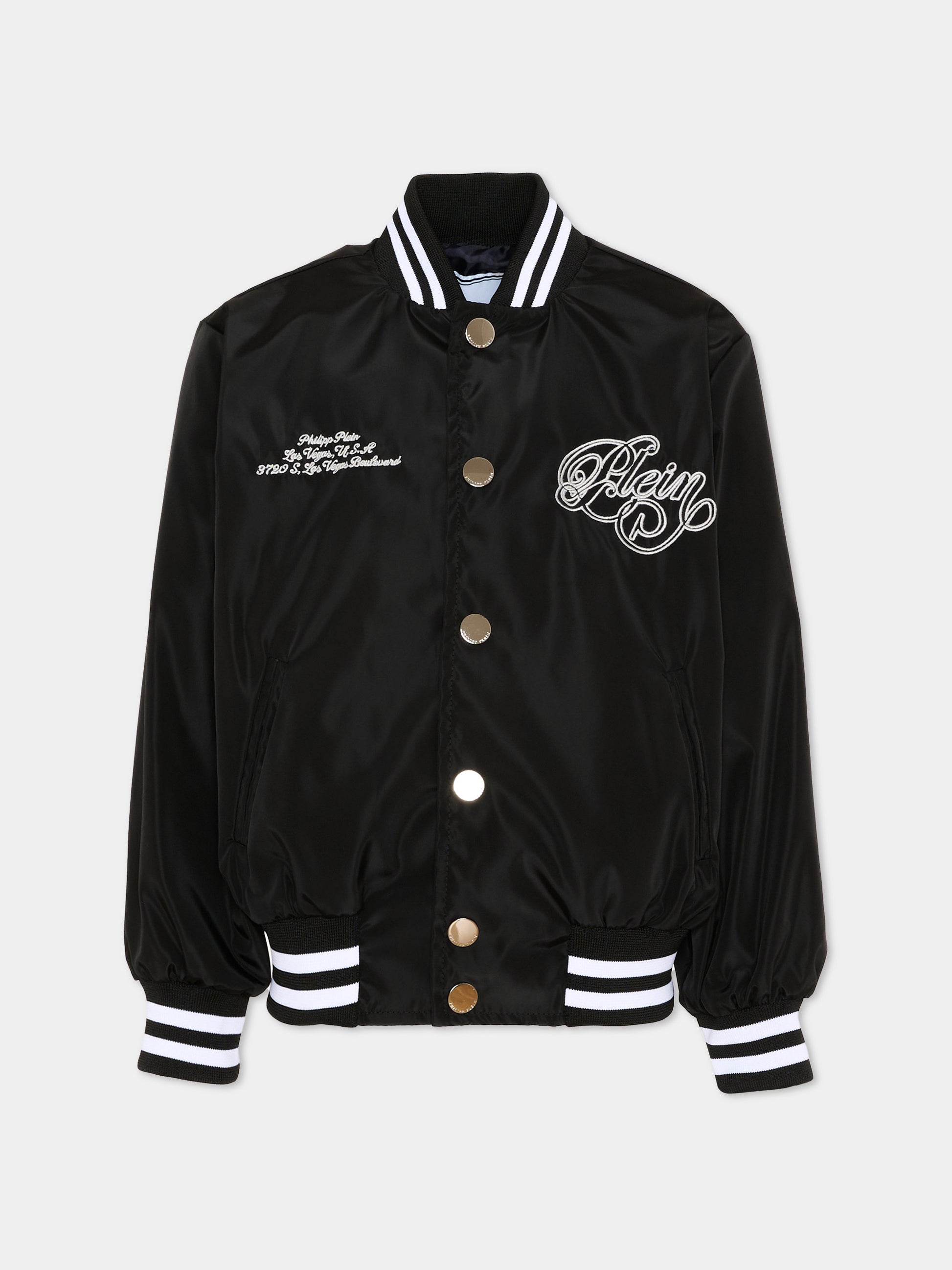 Bomber nero per bambino con orsetto,Philipp Plein Junior,S6PHJBBO059 110