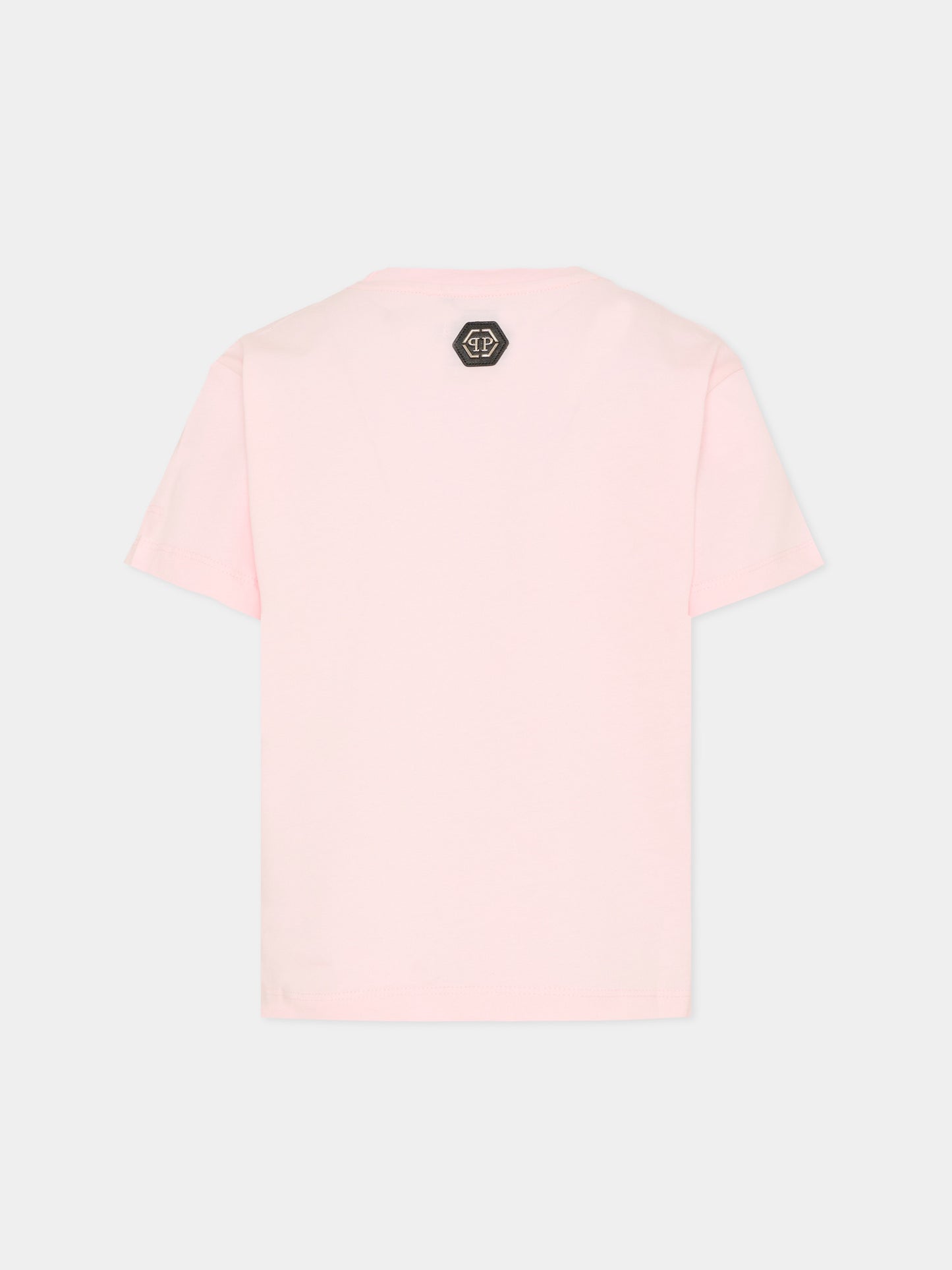 T-shirt rosa per bambina con orsetto,Philipp Plein Junior,S6PHJGTH162 042