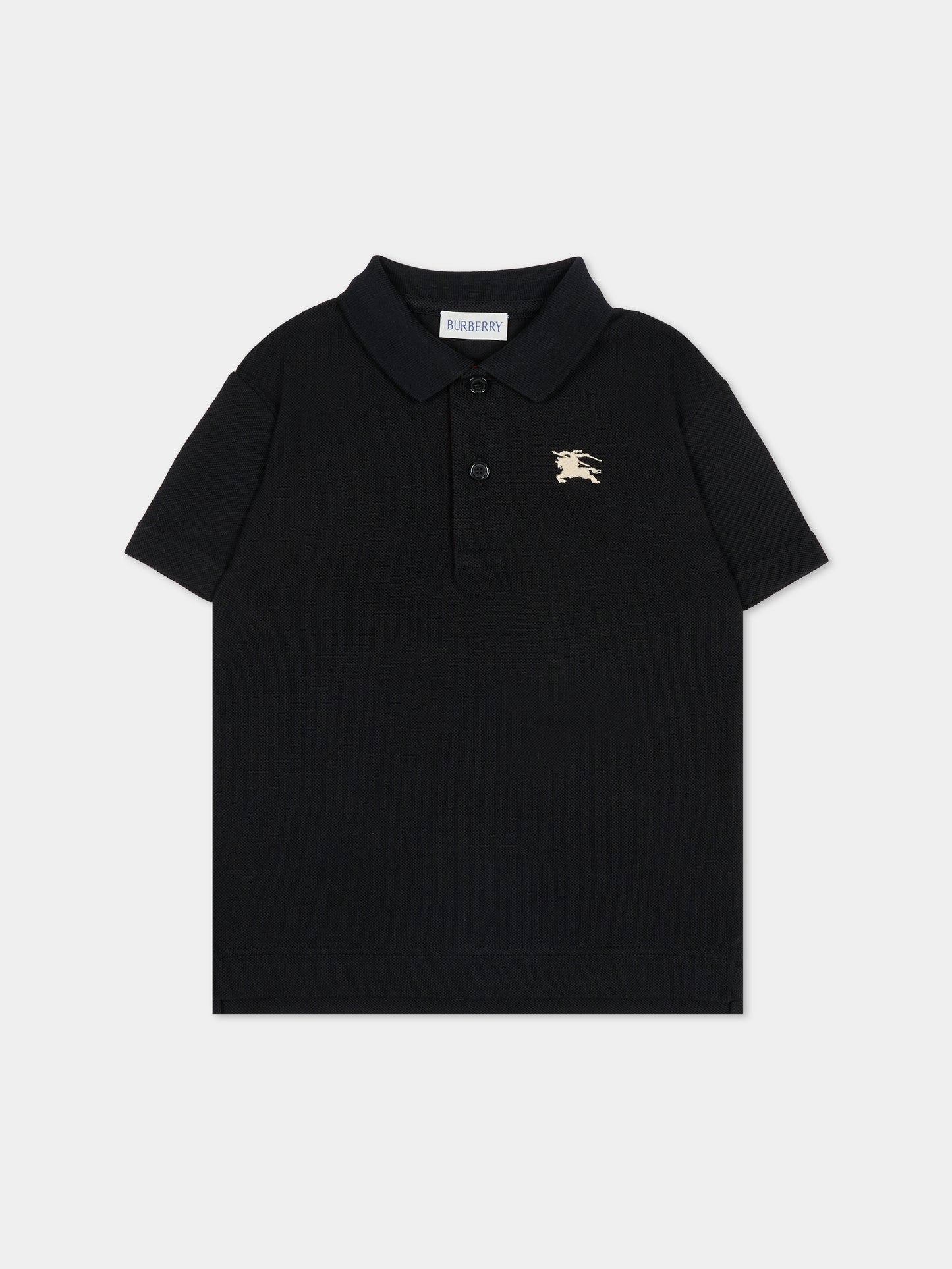 Polo nera per bambini con cavaliere equestre,Burberry Kids,8121361 A1189