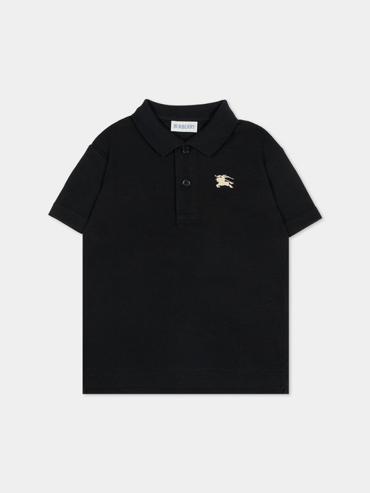 Polo nera per bambini con cavaliere equestre,Burberry Kids,8121361 A1189