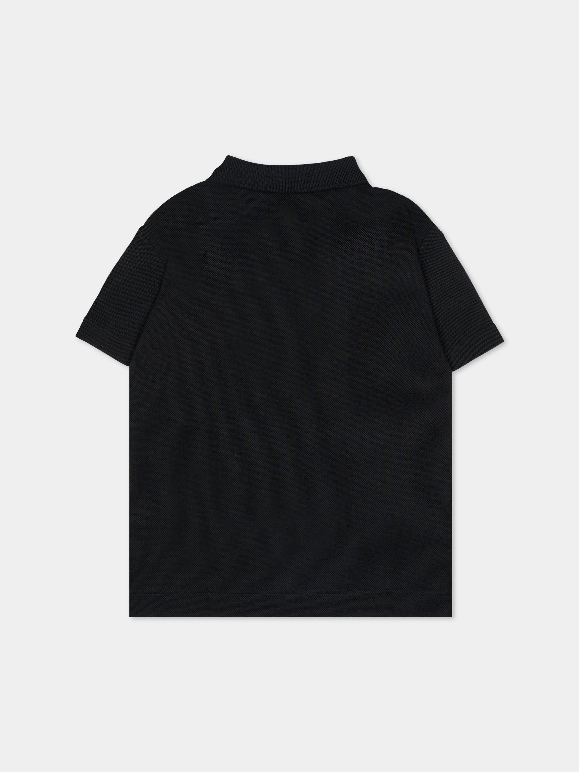 Polo nera per bambini con cavaliere equestre,Burberry Kids,8121361 A1189