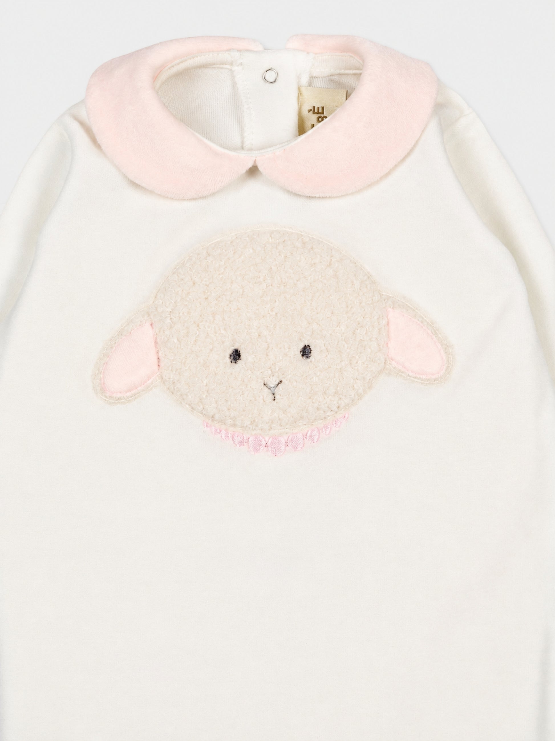 Tutina bianca per neonata con agnellino e collana,Le Boo Beebè,CB011 2030