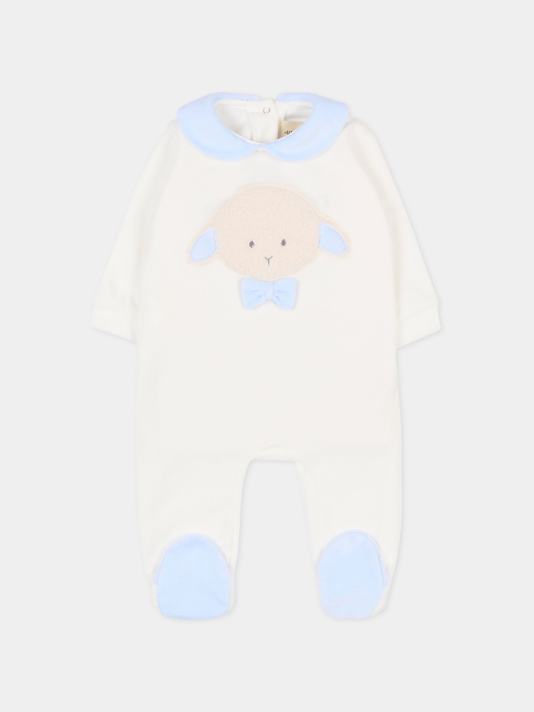 Tutina bianca per neonato con agnellino e papillon,Le Boo Beebè,CB011 2040