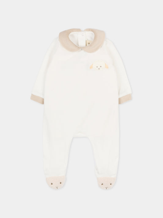 Tutina bianca per neonati con agnellino,Le Boo Beebè,CB012 2021