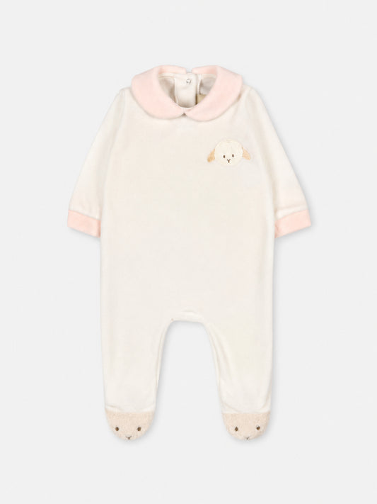 White babygrow for baby girl with lamb