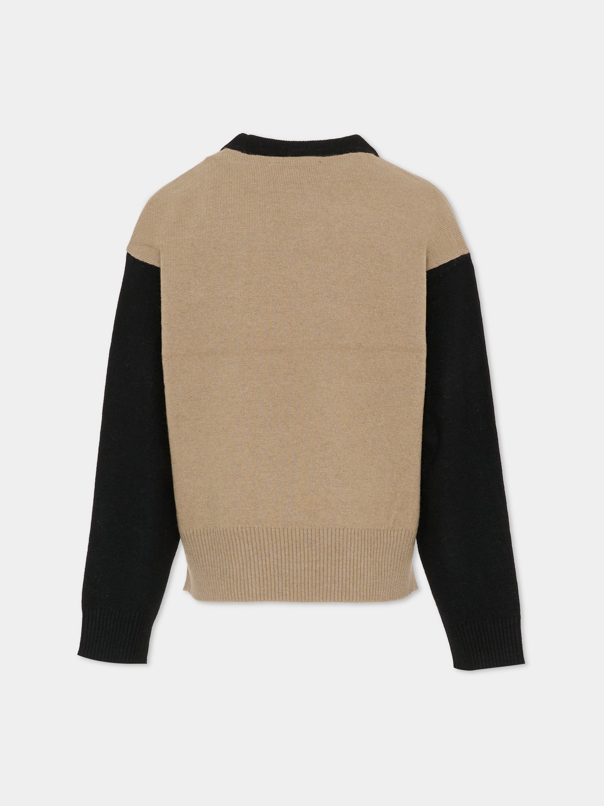 Maglione nero per bambino con logo beige,Richmond,RBA25101MA TRENCH COAT