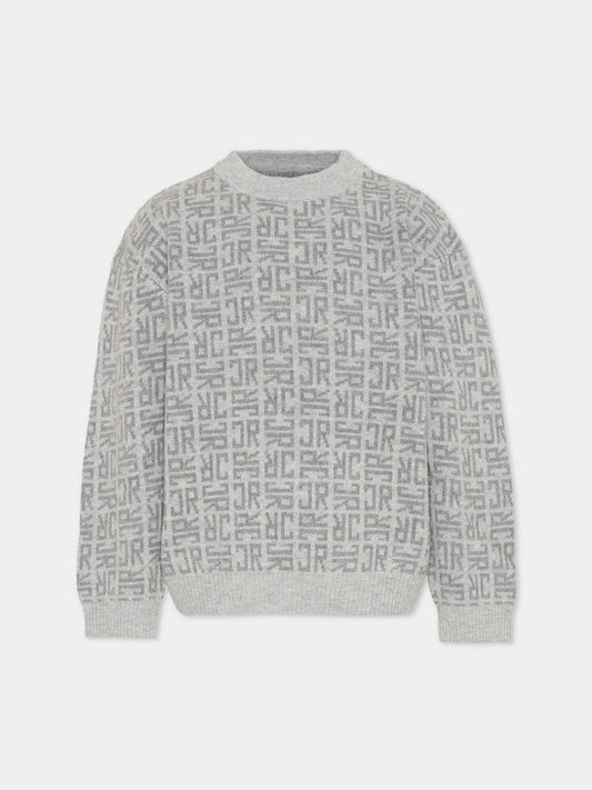 Maglione grigio per bambino con logo,Richmond,RBA25112MA JR MONOGRAM GREY