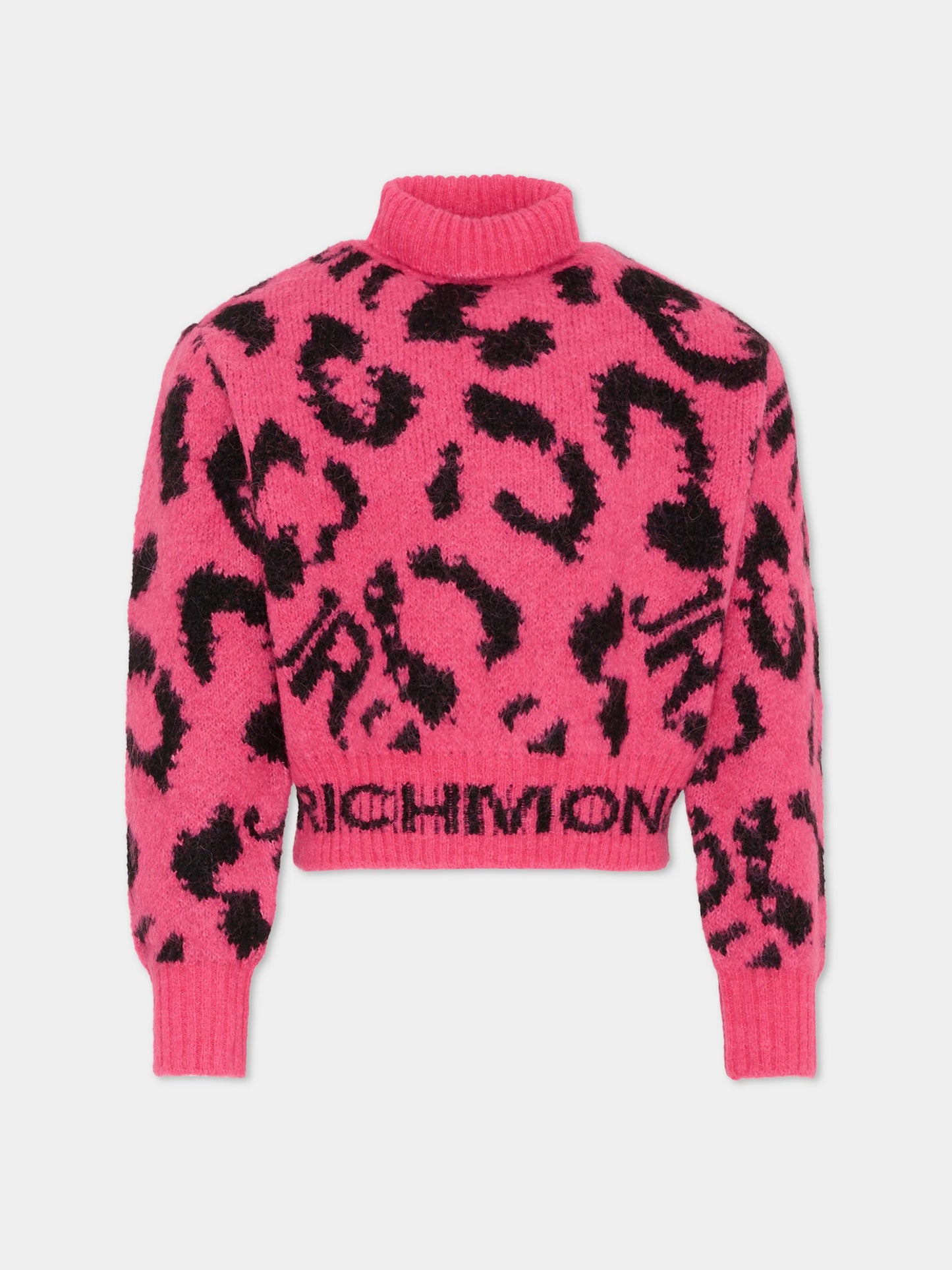 Dolcevita crop fucsia per bambina con stampa animalier,Richmond,RGA25049MA HONEYSUCKLE SPOTTED