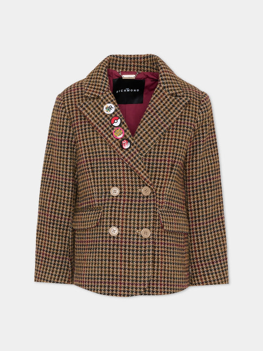 Giacca multicolor per bambina con logo,Richmond,RGA25112GC P.D.POULE-EGGPLANT