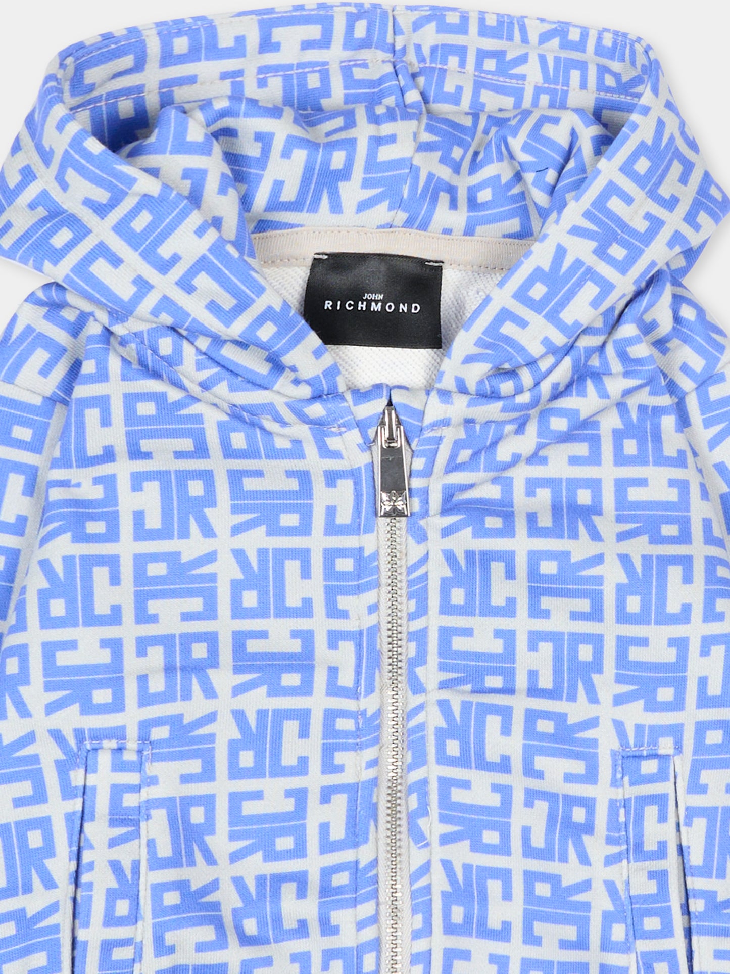 Felpa blu per neonato con logo,Richmond,RIA25047FE JR MONOGRAM BLUE