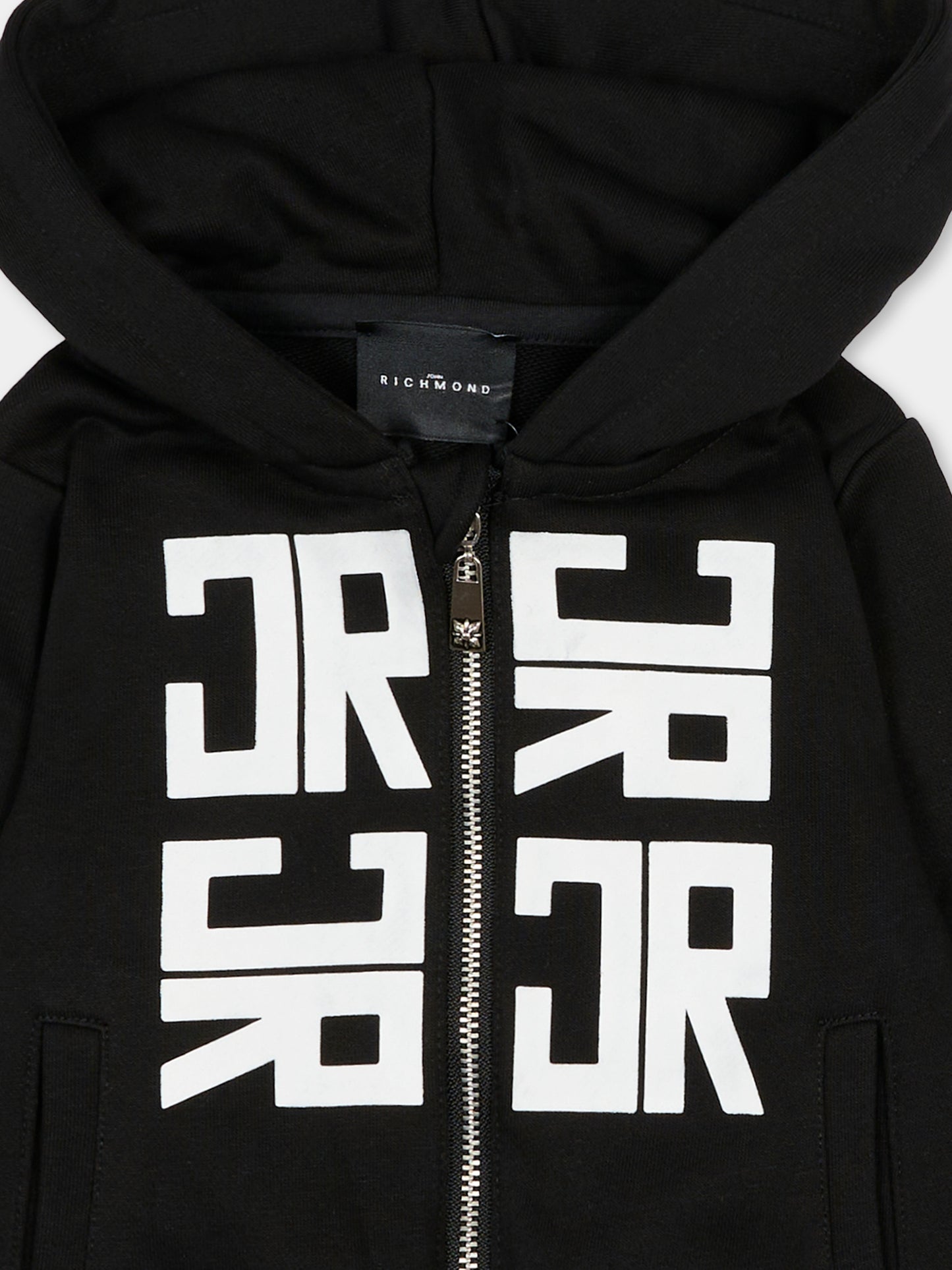 Felpa nera per neonato con loghi,Richmond,RIA25052FE BLACK