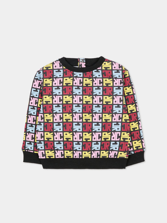 Felpa nera per neonata con logo,Richmond,RIA25080FE JR M.MULTICOLOR/BLK