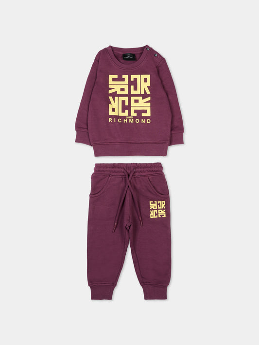 Completo viola per neonati con logo,Richmond,RIA25087CF EGGPLANT