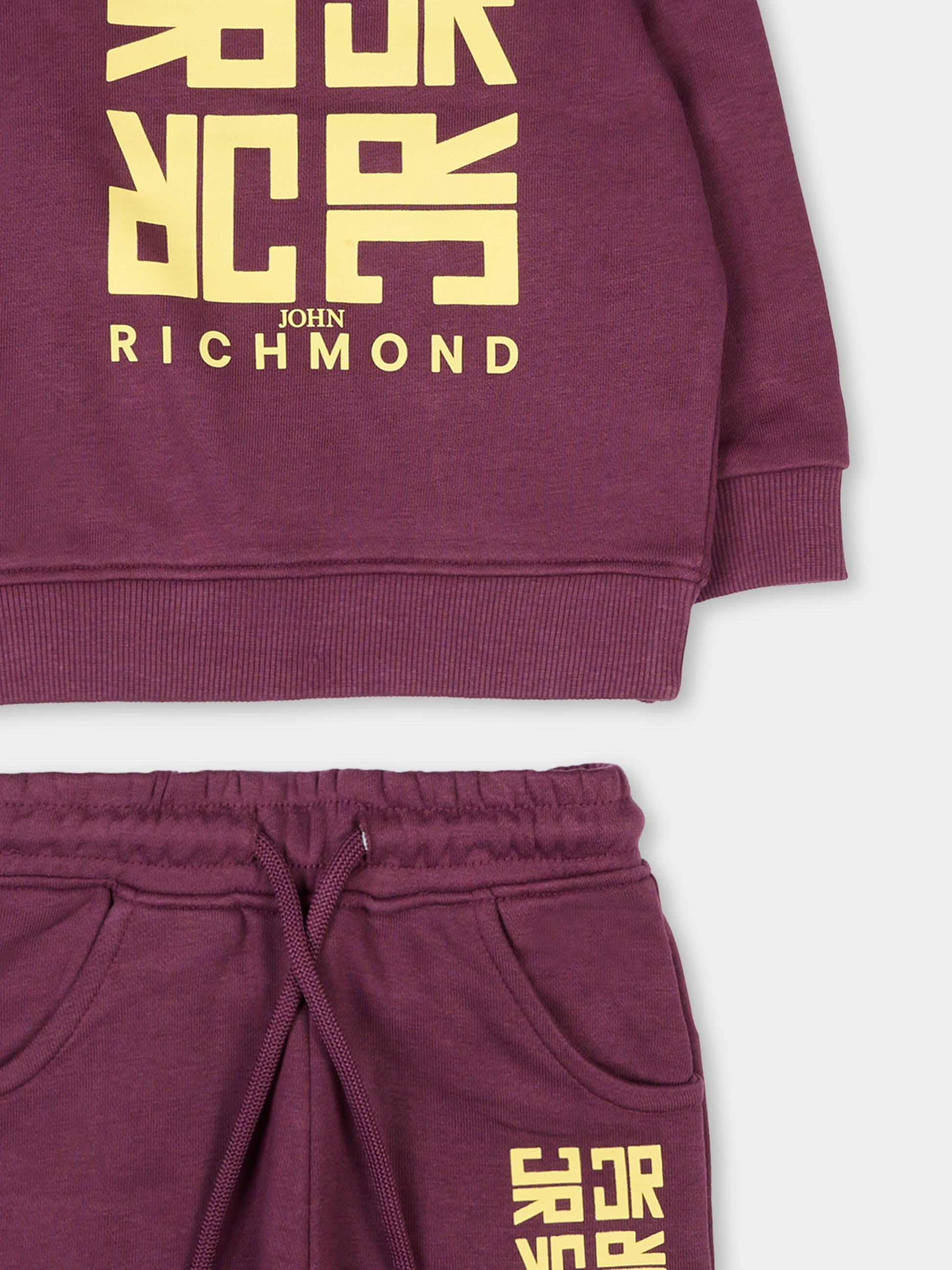 Completo viola per neonati con logo,Richmond,RIA25087CF EGGPLANT